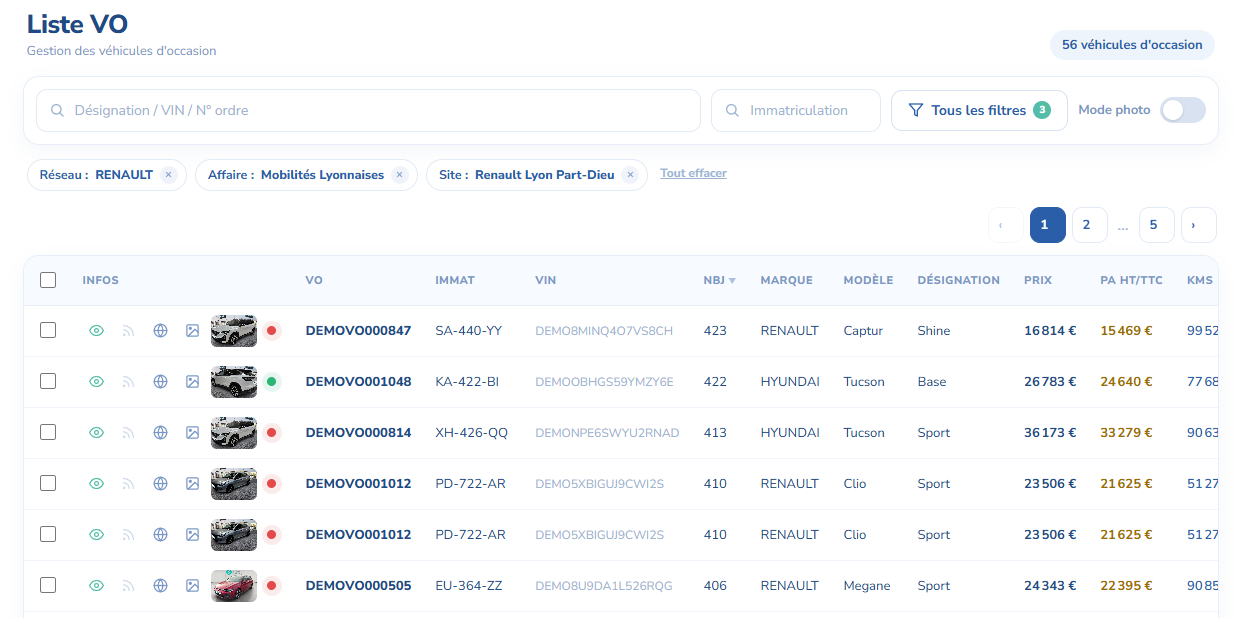 Liste VO One Data